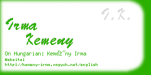 irma kemeny business card